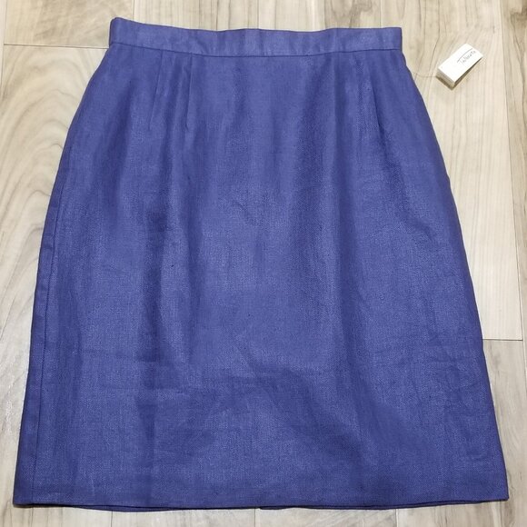 Nwt Talbots Irish Linen Skirt Sz 10 Womens Blue Lined Knee Length Pencil New $78 - Picture 1 of 8